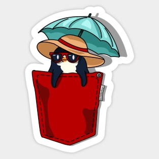 Penguin in my Pocket visits the Beach Sticker